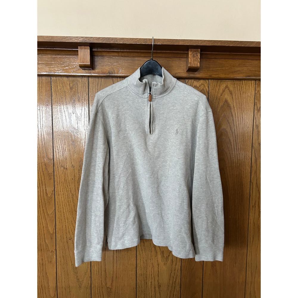 Polo Ralph Lauren Mens Gray Quarter Zip Pullover Sweatshirt Size L